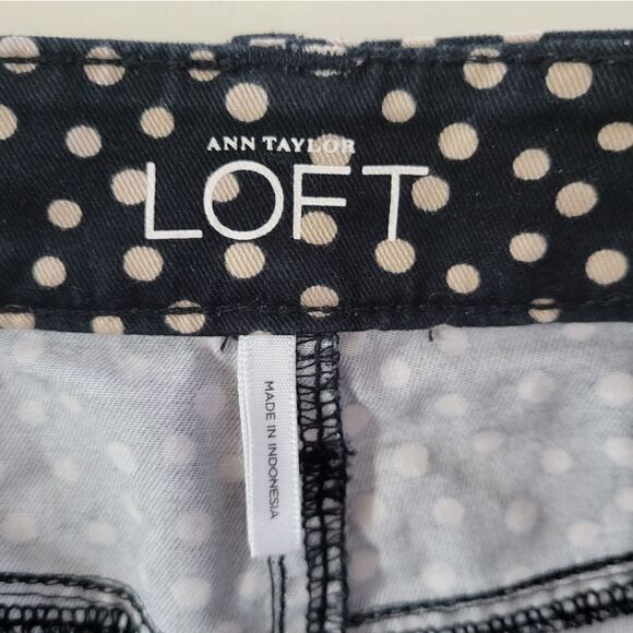 LOFT Ann Taylor Modern Straight Fit Black Polka Dot Jeans - Picture 4 of 14